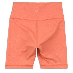 Lululemon Wunder Train High Rise Bike Shorts Crunch Warm Coral/Orange Women’s 4